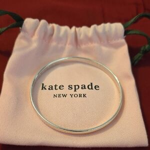 NWOT KATE SPADE SILVER BANGLE WITH PINK POUCH